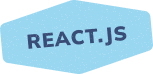 An fun icon saying react